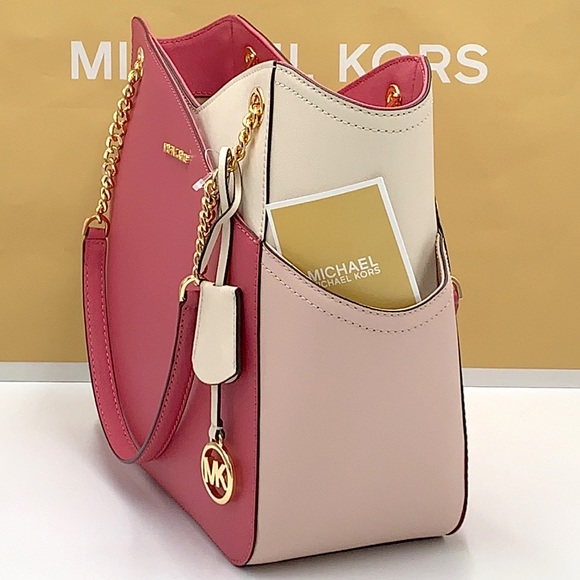 MICHAEL KORS Jet Set Large X Chain Color-Block Saffiano Leather Shoulder… - Picture 8 of 16